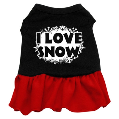 I Love Snow Screen Print Two-Tone Dress
