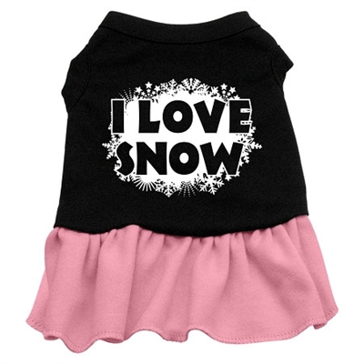 I Love Snow Screen Print Two-Tone Dress