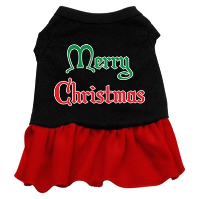 Merry Christmas Screen Print Two-Tone Dress