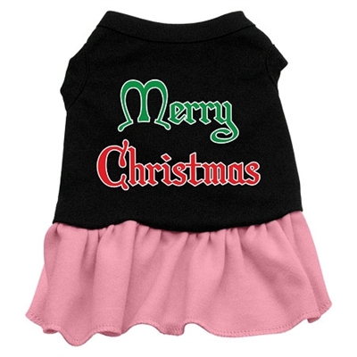 Merry Christmas Screen Print Two-Tone Dress