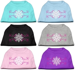 Pink Snowflake Swirls Screen Print Shirts