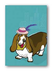 Basset Hound and Hat - Fridge Magnet