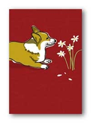 Welsh Corgi and Daisies - Fridge Magnet