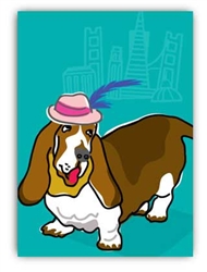 Blank Inside - Basset Hound and Hat