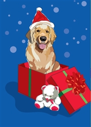 Golden Retriever in Gift Box