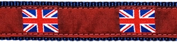 British Flag on Red - 1.25" Collars, Leashes and Harnesses