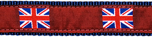 British Flag on Red - 1.25" Collars, Leashes and Harnesses