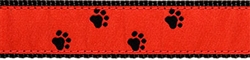 Black Paws on Red- 1.25" Collars, Leashes and Harnesses