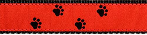 Black Paws on Red- 1.25" Collars, Leashes and Harnesses