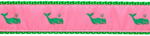 Kelly Whale on Pink- 3/4" Collars, Leashes and Harnesses
