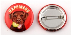 "Happiness" Chocolate Lab Buttons