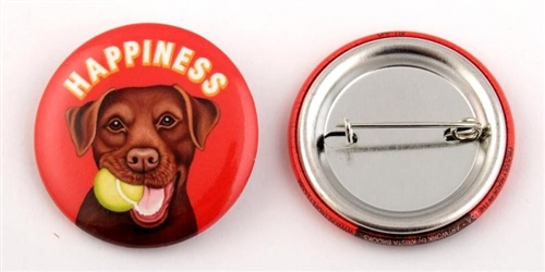"Happiness" Chocolate Lab Buttons