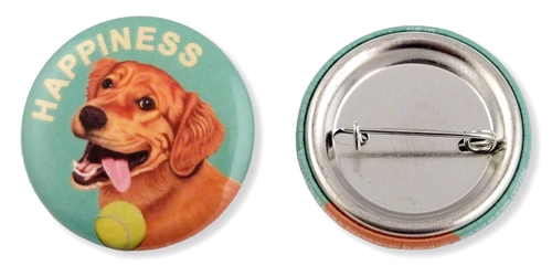 "Happiness" Golden Retriever Buttons