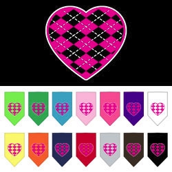 Pink Argyle Heart Screen Print Bandana