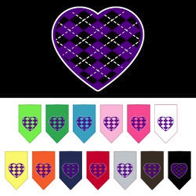 Purple Argyle Heart Screen Print Bandana