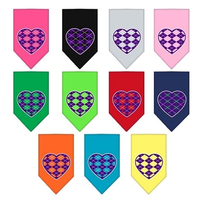 Purple Argyle Heart Screen Print Bandana