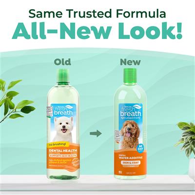 TropiClean Fresh Breath Dental Water Additive Skin & Coat with Collagen for Dogs 33.8oz