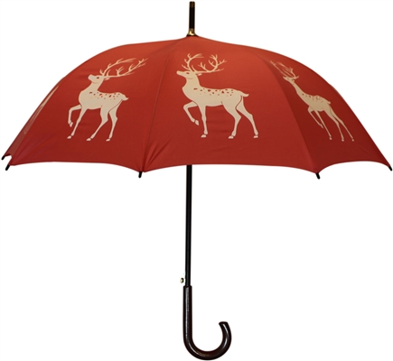 Reindeer Stag Umbrella White on Pink