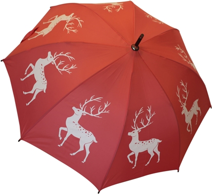 Reindeer Stag Umbrella White on Pink