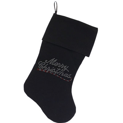 Merry Christmas Rhinestone Velvet Christmas Stocking