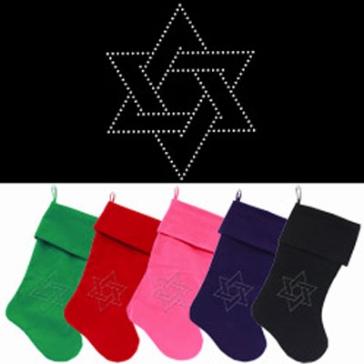 Star of David Rhinestone Velvet Stocking