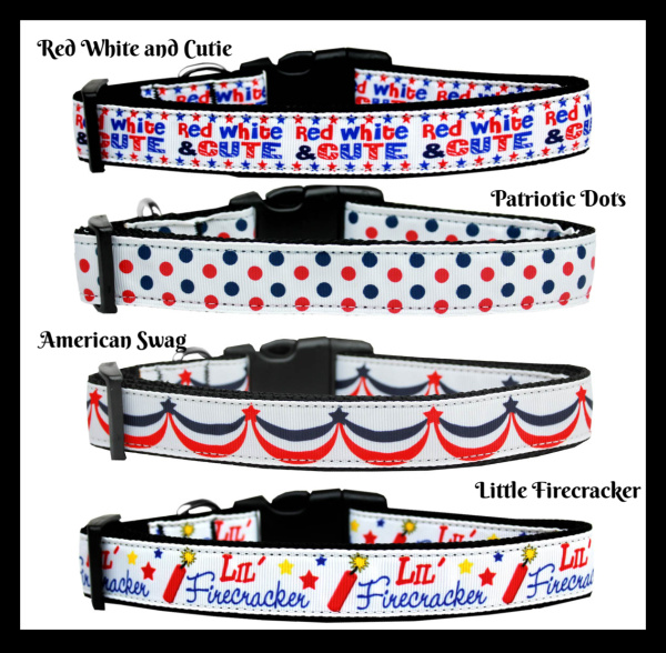 Patriotic Collection Nylon Ribbon Dog Collars