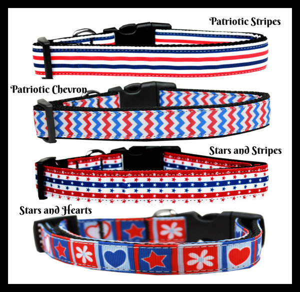 Patriotic Collection Nylon Ribbon Dog Collars