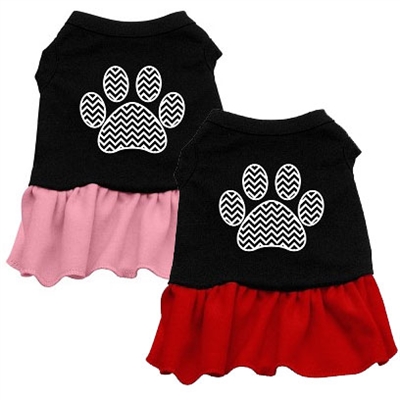 Chevron Paw Screen Print Dress