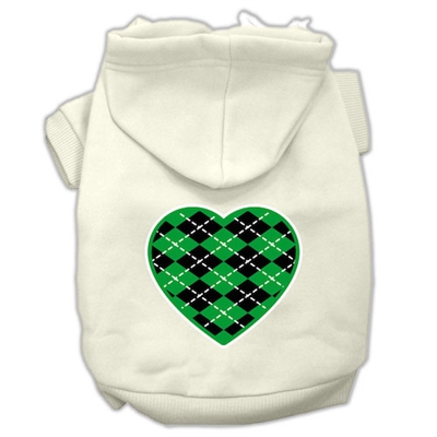 Argyle Heart Green Screen Print Pet Hoodies