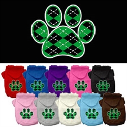Argyle Paw Green Screen Print Pet Hoodies