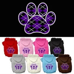 Argyle Paw Purple Screen Print Pet Hoodies