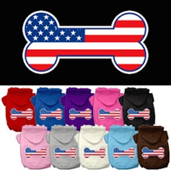 Bone Shaped American Flag Screen Print Pet Hoodies