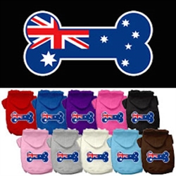 Bone Shaped Australian Flag Screen Print Pet Hoodies