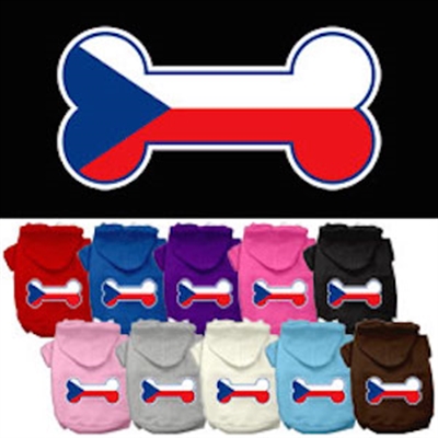 Bone Shaped Czech Republic Flag Screen Print Pet Hoodies