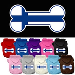 Bone Shaped Finland Flag Screen Print Pet Hoodies