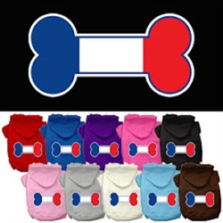 Bone Shaped France Flag Screen Print Pet Hoodies