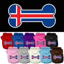 Bone Shaped Iceland Flag Screen Print Pet Hoodies