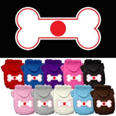 Bone Shaped Japan Flag Screen Print Pet Hoodies