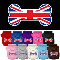Bone Shaped United Kingdom (Union Jack) Flag Screen Print Pet Hoodies