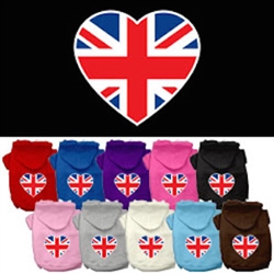 British Flag Heart Screen Print Pet Hoodies