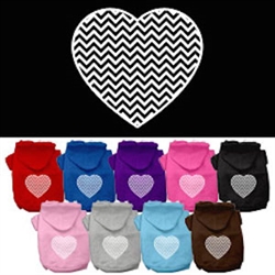 Chevron Heart Screen Print Dog Pet Hoodies