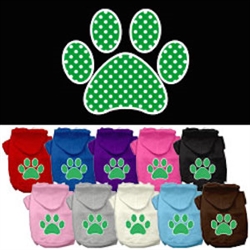 Green Swiss Dot Paw Screen Print Pet Hoodies