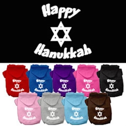 Happy Hanukkah Screen Print Pet Hoodies