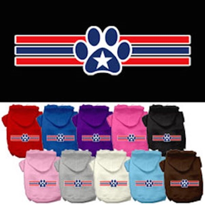 Patriotic Star Paw Screen Print Pet Hoodies