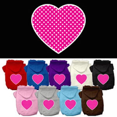Pink Swiss Dot Heart Screen Print Pet Hoodies