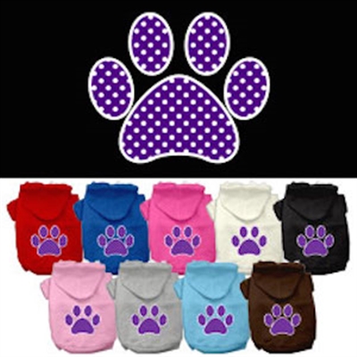 Purple Swiss Dot Paw Screen Print Pet Hoodies