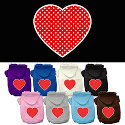 Red Swiss Dot Heart Screen Print Pet Hoodies