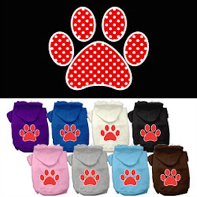 Red Swiss Dot Paw Screen Print Pet Hoodies