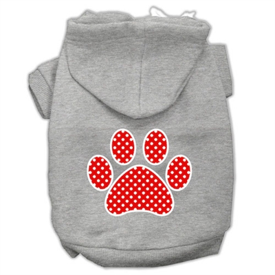 Red Swiss Dot Paw Screen Print Pet Hoodies