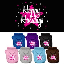 Scribble Happy Holidays Screenprint Pet Hoodies